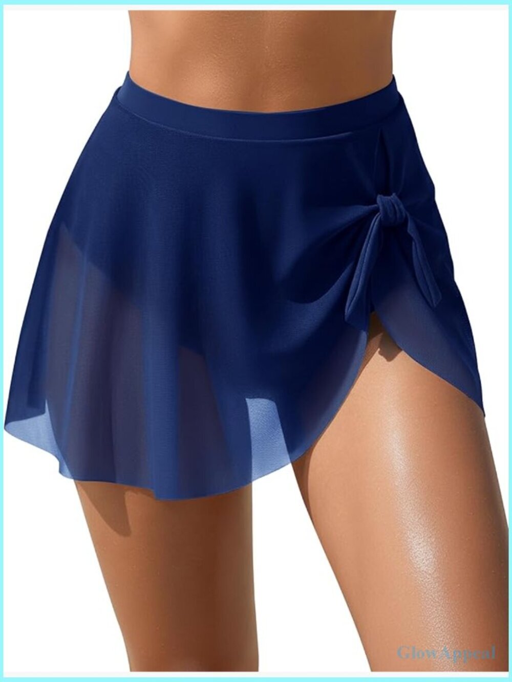 High Waisted Swim Skirt with Tummy Control and Mesh Overlay